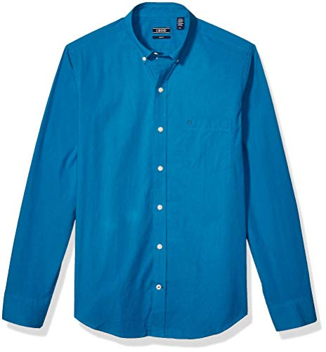 IZOD Mens Button Down Long Sleeve Stretch Performance Solid Shirt FJORD BLUE Medium