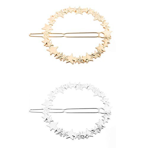 2 Pcs Fashion Simple Circle Hollow Hairpins Geometric Metal Star Bobby Pins Hair Clip Barrettes Women Hair Accessories