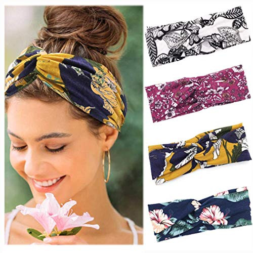 Fstrend Boho Yoga Floral Headbands Workout Running Criss Cross Sweatbands Stretchy Head Wrap Athletic Sports Hair Bands for Women and Girls Pack of 4 Fstrend Boho Yoga Floral Headbands Workout Running Criss Cross Sweatbands Stretchy Head Wrap Athletic Sports Hair Bands for Women and Girls Pack of 4