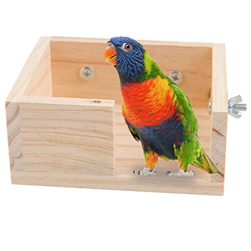 Small Animal Bird Perch Cage Stand Platform Food Feeder Brid Small Pet Bird Parakeet Parrot Playground Corner Desk Stands for Gerbil Hamster Budgie Cockatiel Parrot Rat Parakeet Wood Stand Accessories