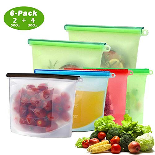 iMustech Reusable Silicone Food Storage BagsAirtight Seal Food Preservation BagsFood GradeVersatile Preservation Bag Container for VegetableLiquidSnackMeatLunchFruit2xLarge 50oz4xSmall 30oz
