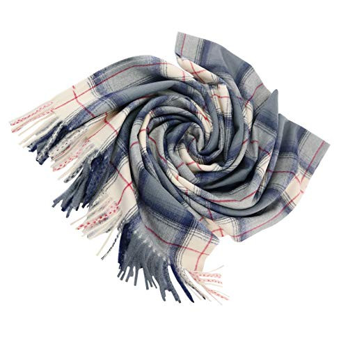 Winter Soft Warm Pashmina Shawl Wrap Large Cashmere Feel Plaid Scarf Blanket for Women MenNavy