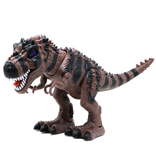 Retailery Walking Dinosaur TRex with Light and Dinosaur Sounds Brown