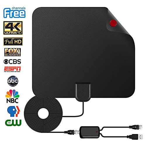 Komln TV Antenna Digital Antenna for HDTV Indoor 60miles Range-Support 4K 1080p Free Local Channels Indoor Powerful HDTV Amplifier Signal Booster with Performance Coax Cable Transparent