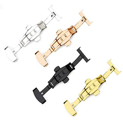 Gazelle Trading Butterfly Deployment Buckle Watch Clasp Double Push Button Strap Band Fold Butterfly Buckle Stainless Steel 16mm 18mm 20mm 22mm for Choice Gazelle Trading Butterfly Deployment Buckle Watch Clasp Double Push Button Strap Band Fold Butterfly Buckle Stainless Steel 16mm 18mm 20mm 22mm for Choice