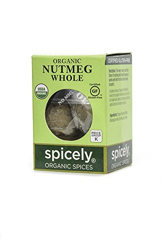 Spicely Organic Nutmeg Whole 010 Ounce ecoBox Certified Gluten Free