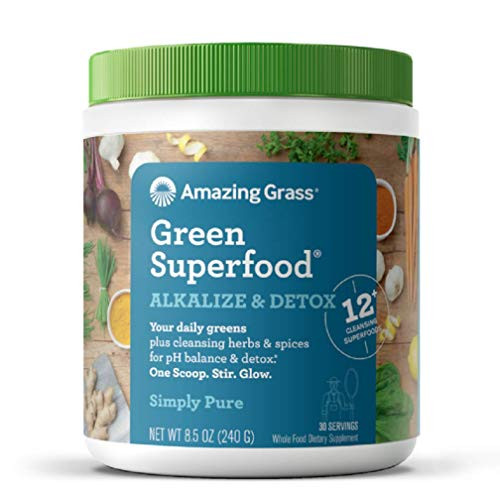 Amazing Grass Green Superfood Alkalize  Detox Cleanse with Super Greens Powder Digestive Enzymes  Probiotics 30 Servings