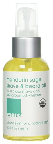 LATHER USDA Organic Mandarin Sage Shave Oil  Beard Conditioner 225 oz  can be used 3 ways as a preshave oil shave oil or skin and beard conditioner