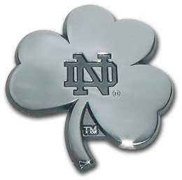 Notre Dame Chrome Metal Shamrock Auto Emblem