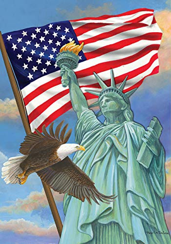 Briarwood Lane Symbols of Freedom Patriotic Garden Flag Statue of Liberty Eagle 125 x 18