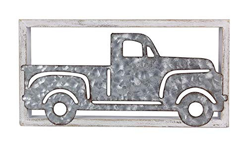 The Bridge Collection Rustic Framed Galvanized Metal Pickup Truck Wall Art