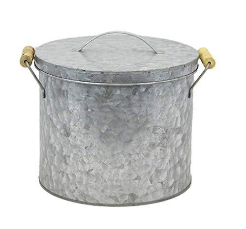 The Bridge Collection Galvanized Metal Bucket Container with Lid
