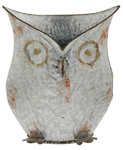 Galvanized Metal Owl Bucket Planter