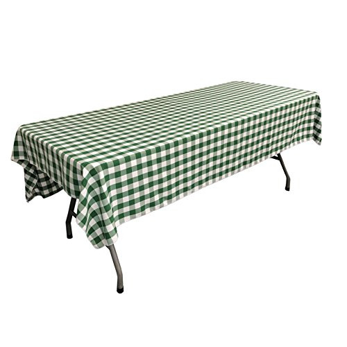LA Linen Polyester Gingham Checkered Rectangular Tablecloth WhiteHunter Green 60 x 84