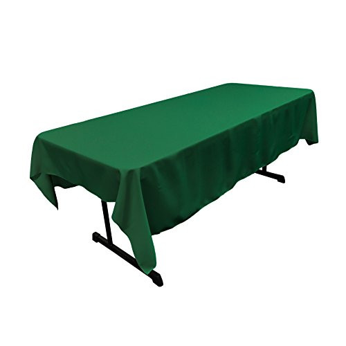 LA Linen Polyester Poplin 60 by 90Inch Rectangular Tablecloth 60 x 90 Emerald Green