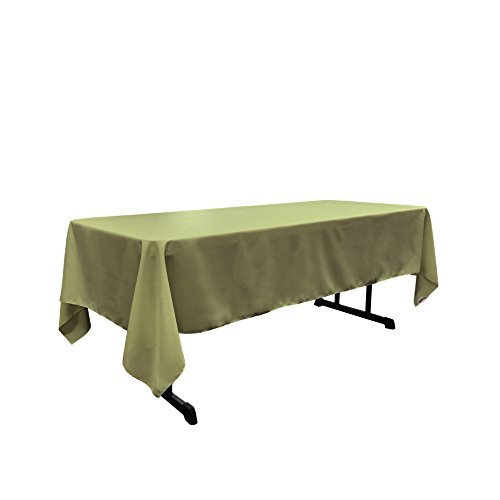 LA Linen Polyester Poplin Rectangular Tablecloth 60 x 108 Dark Sage