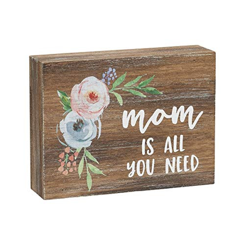 Collins Painting Inspirational Wood Grain Mini Block Sign 4 Mom is All You Need