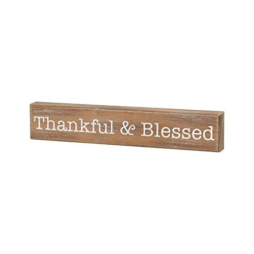 Collins Painting FallThemed Wood Grain Shelf Sitter Sign Thankful  Blessed