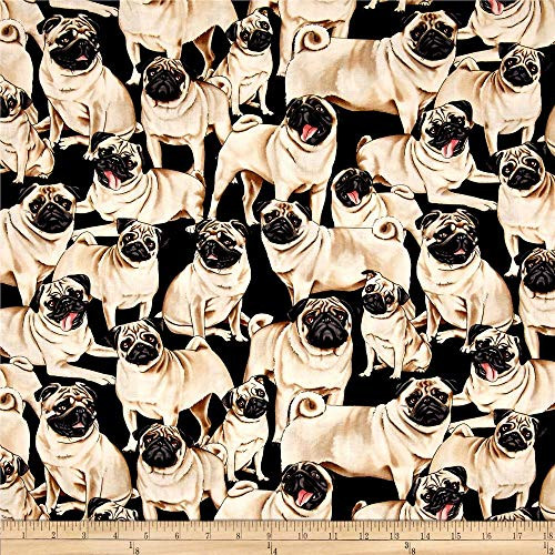 Timeless Treasures Pugs Yard Multi