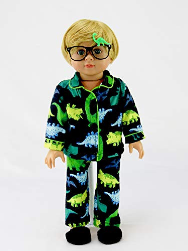 Green Yellow Dino Pajamas for Boys | Fits 18" American Girl Dolls, Madame Alexander, Our Generation, etc. | 18 Inch Doll Clothes