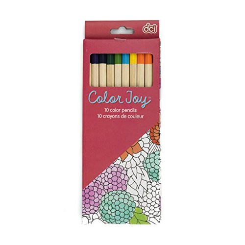 DCI Color Joy Colored Pencils, Adult Coloring Pencils, Pre-sharpened, 10-Count, Coloring Supplies, Great for Coloring Books