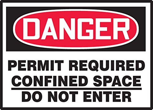Accuform LCSP264VSP Adhesive Vinyl Safety Label LegendDanger Permit Required CONFINED Space DO NOT Enter 35 Length x 5 Width x 0004 Thickness RedBlack on White Pack of 5