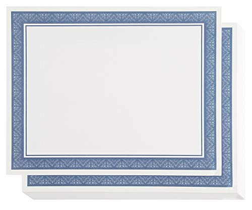 50 Pack Certificate Papers - Award Certificates Paper, Blank Certificates, Diploma Paper - for Students, Math, Teachers, Blue Floral Border, Printer Friendly Paper, 8.5 x 11 Inches