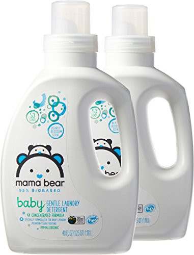 Amazon Brand  Mama Bear Gentle Baby Laundry Detergent 95 Biobased Bearly Blossom Scent 40 Ounce Pack of 2 53 Loads Each