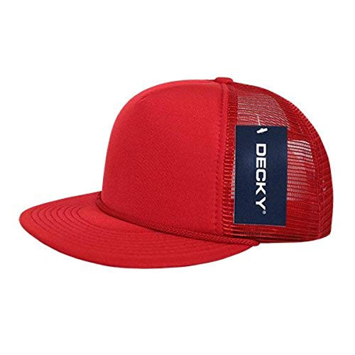 DECKY 223RED Solid Color Flat Bill Foam Trucker Red