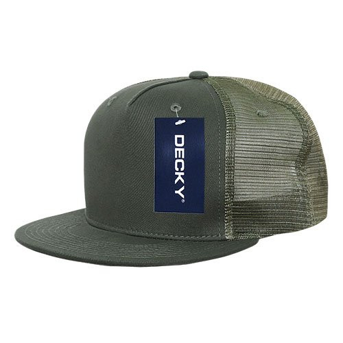 DECKY 1040OLV Classic 5 Panel Cot Trucker Caps Olive
