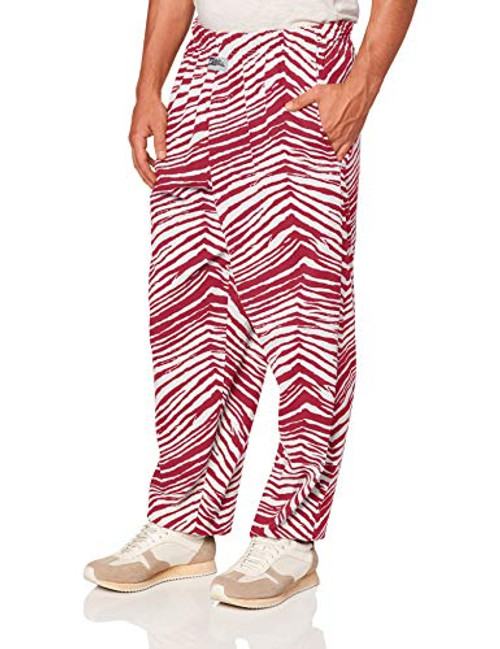 Zubaz Mens Classic Zebra Printed Athletic Lounge Pants New MaroonWhite XL