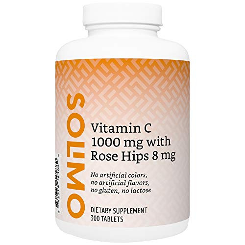 Amazon Brand  Solimo Vitamin C 1000 mg with Rose Hips 8 mg 300 Tablets Ten Month Supply