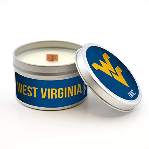 Worthy Promo NCAA West Virginia Mountaineers Travel Tin Candle with Wood Wick Vanilla Scent 58Ounce Gray Worthy Promo NCAA West Virginia Mountaineers Travel Tin Candle with Wood Wick Vanilla Scent 58Ounce Gray