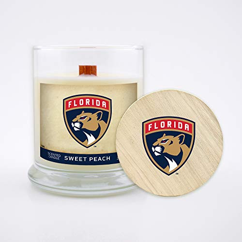 Worthy Promo NHL Scented Candle 8 Oz Soy Wax Wood Wick and Lid Florida Panthers Sweet Peach Worthy Promo NHL Scented Candle 8 Oz Soy Wax Wood Wick and Lid Florida Panthers Sweet Peach