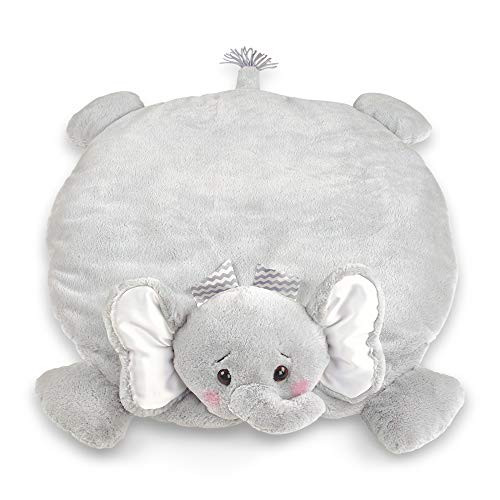Bearington Baby Lil Spout Belly Blanket Gray Elephant Plush Stuffed Animal Tummy Time Play Mat