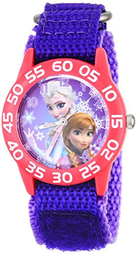 Disney Kids W001789 Frozen Elsa and Anna Watch Purple Nylon Band