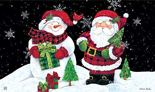 Studio M Christmas Floor Door Mat MatMate 18x30 Suzanne Nicoll  11906 Buffalo Check Santa