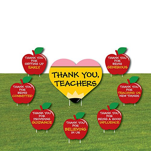 Big Dot of Happiness Teacher Appreciation  First and Last Day of School Yard Sign and Outdoor Lawn Decorations  Thank You Teachers Yard Signs  Set of 8