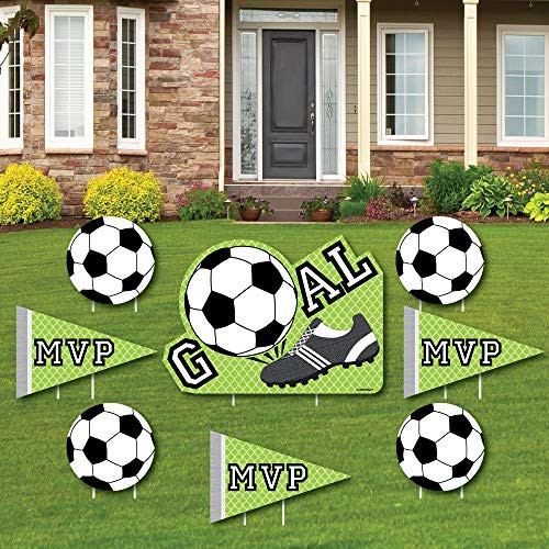 Big Dot of Happiness Goaaal  Soccer  Yard Sign and Outdoor Lawn Decorations  Baby Shower or Birthday Party Yard Signs  Set of 8
