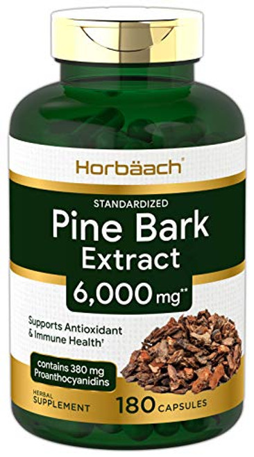 Horbaach Pine Bark Extract 6000 mg 180 Capsules Standardized to Contain 95 Proanthocyanidins NonGMO Gluten Free Supplement Horbaach Pine Bark Extract 6000 mg 180 Capsules Standardized to Contain 95 Proanthocyanidins NonGMO Gluten Free Supplement