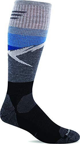 Sockwell Mens Modern Mountain OTC Moderate Graduated Compression Sock Black  LXL