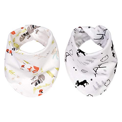 Trend Lab Reversible Flannel Bandana Bib Set Buffalo Check Woodland Pack of 2