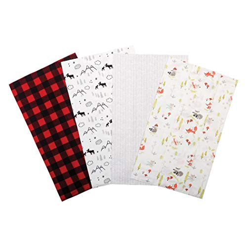 Trend Lab Flannel Burp Cloth Set Buffalo Check Woodland Pack of 4