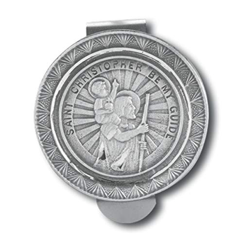 Round Saint Christopher Be My Guide Car Visor Clip Medal 2 34 Inch