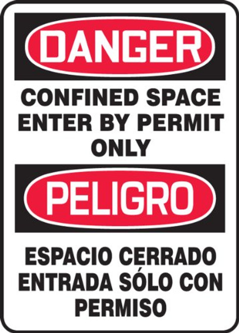 Accuform Signs SBMCSP133VS Adhesive Vinyl Spanish Bilingual Sign Legend DANGER CONFINED SPACE ENTER BY PERMIT ONLYPELIGRO ESPACIO CERRADO ENTRADA SOLO CON PERMISO 10 Length x 7 Width x 0004 Thickness RedBlack on White Accuform Signs SBMCSP133VS Adhesive Vinyl Spanish Bilingual Sign Legend DANGER CONFINED SPACE ENTER BY PERMIT ONLYPELIGRO ESPACIO CERRADO ENTRADA SOLO CON PERMISO 10 Length x 7 Width x 0004 Thickness RedBlack on White