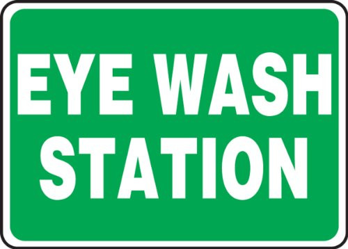 Accuform MFSD988VA Aluminum Safety Sign LegendEye WASH Station 10 Length x 14 Width White on Green