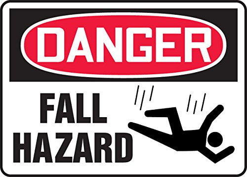 Accuform Signs MCRT147VP Plastic Safety Sign LegendDanger Fall Hazard with Graphic 7 Length x 10 Width x 0055 Thickness RedBlack on White