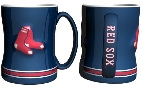 Boston Red Sox Coffee Mug  14oz Sculpted Relief  Blue