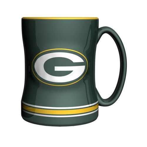 NFL Green Bay Packers Sculpted Relief Mug 14ounce Dark Green