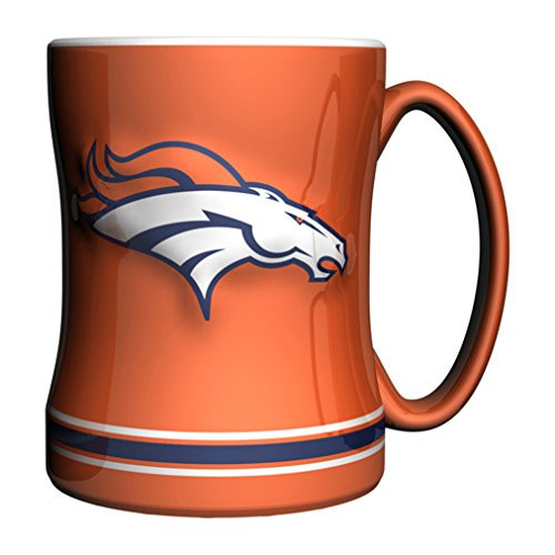 NFL Denver Broncos Sculpted Relief Mug Alternate Color 14Ounce Orange